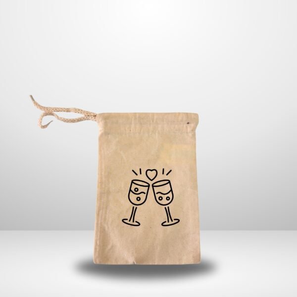 Cheers Wine Glass Print Drawstring Pouch